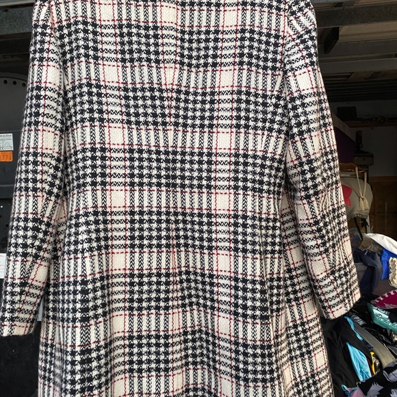 John Meyer plaid funnel neck coat single button - Picture 5 of 8